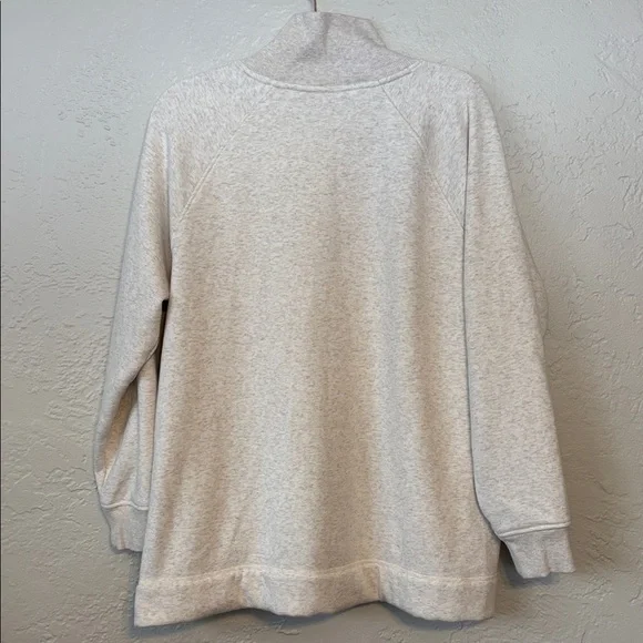 Athleta White Gray Mock Neck Pullover Fleece Sweatshirt with Pockets L - Picture 8 of 8